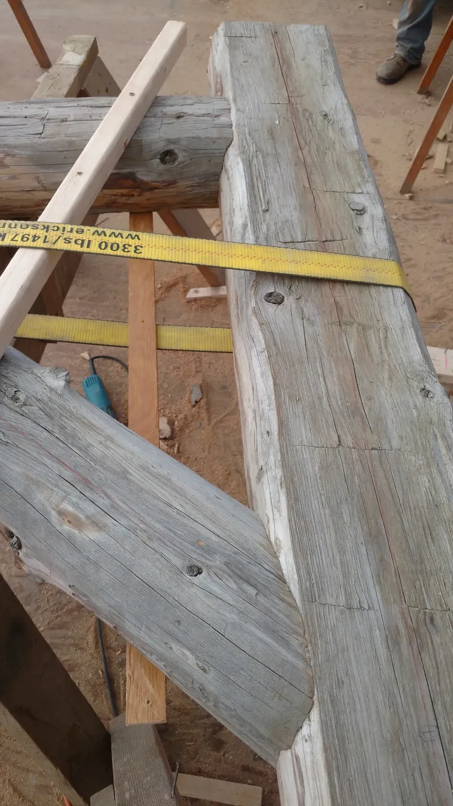 Porch rafter and beam framing in progress on residential project
